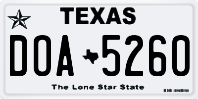 TX license plate DOA5260
