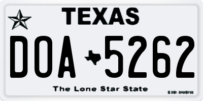 TX license plate DOA5262