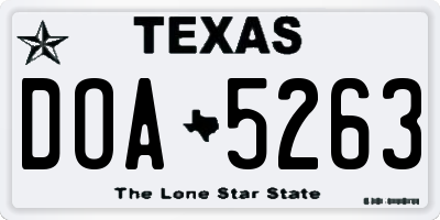 TX license plate DOA5263