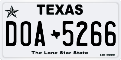 TX license plate DOA5266