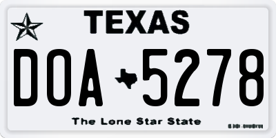 TX license plate DOA5278