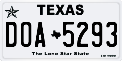 TX license plate DOA5293