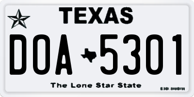 TX license plate DOA5301