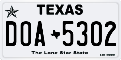 TX license plate DOA5302