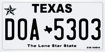 TX license plate DOA5303