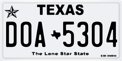 TX license plate DOA5304