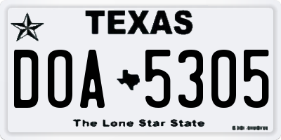 TX license plate DOA5305