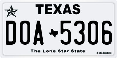 TX license plate DOA5306