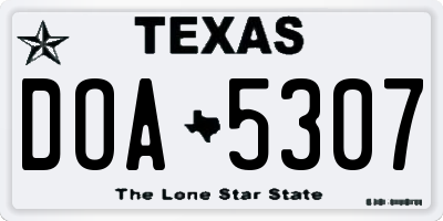 TX license plate DOA5307