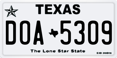 TX license plate DOA5309