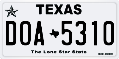 TX license plate DOA5310