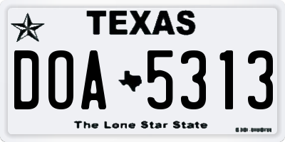 TX license plate DOA5313