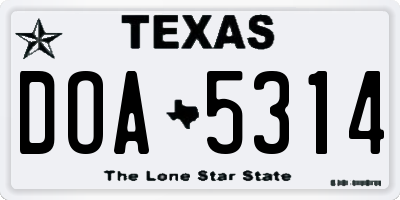 TX license plate DOA5314