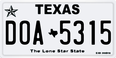 TX license plate DOA5315