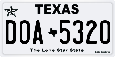 TX license plate DOA5320