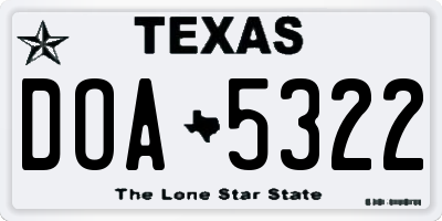 TX license plate DOA5322