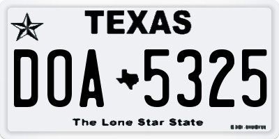 TX license plate DOA5325