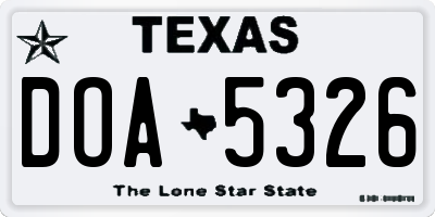 TX license plate DOA5326