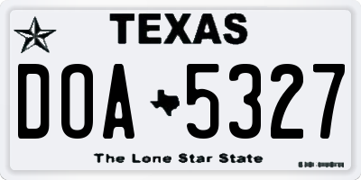 TX license plate DOA5327