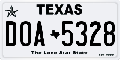 TX license plate DOA5328