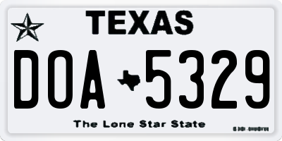 TX license plate DOA5329