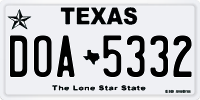 TX license plate DOA5332