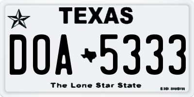 TX license plate DOA5333