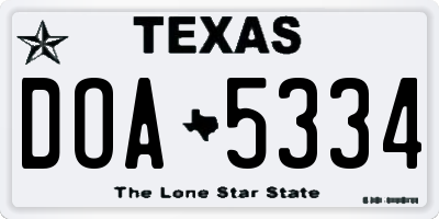 TX license plate DOA5334