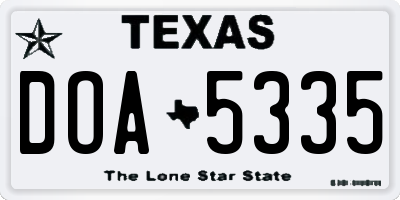 TX license plate DOA5335