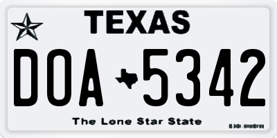 TX license plate DOA5342