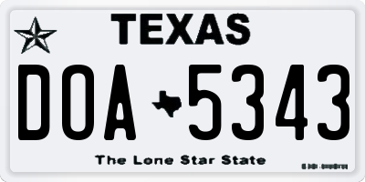TX license plate DOA5343