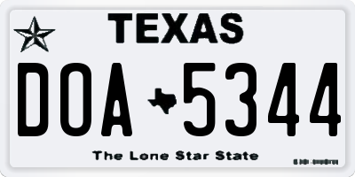 TX license plate DOA5344