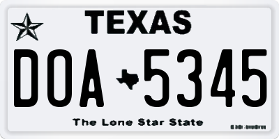 TX license plate DOA5345