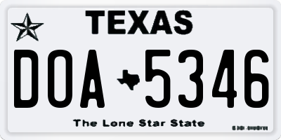 TX license plate DOA5346