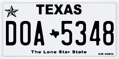 TX license plate DOA5348