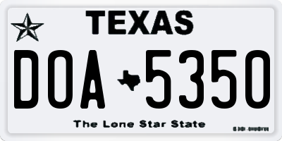 TX license plate DOA5350