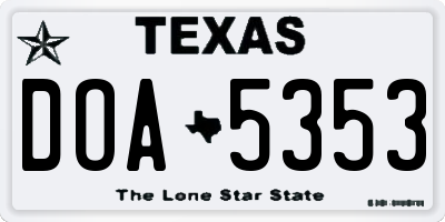 TX license plate DOA5353