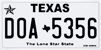 TX license plate DOA5356