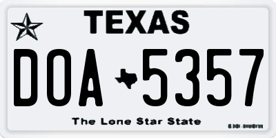 TX license plate DOA5357