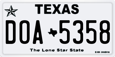 TX license plate DOA5358