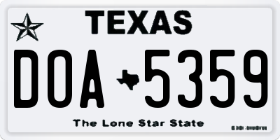 TX license plate DOA5359