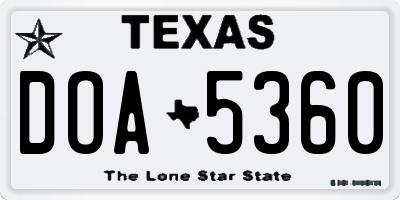 TX license plate DOA5360