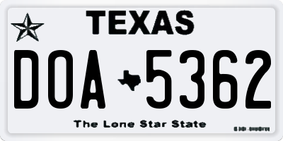 TX license plate DOA5362