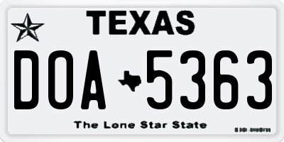 TX license plate DOA5363