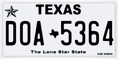 TX license plate DOA5364