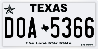TX license plate DOA5366