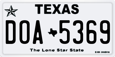 TX license plate DOA5369