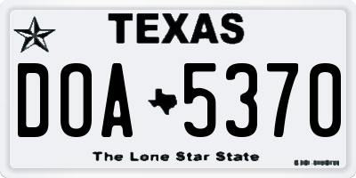 TX license plate DOA5370