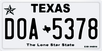 TX license plate DOA5378