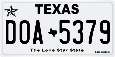TX license plate DOA5379